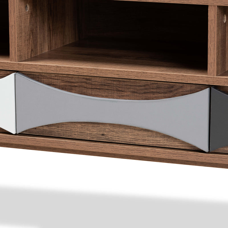 Leane TV Stand Modern Contemporary Design Natural Brown Finish Multi-Colored Wood 3 Drawers for Storage