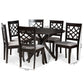 Elena Dining Set Modern 7-Piece Grey Fabric Upholstered with Dark Brown Finished Wood