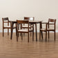 Helene Dining Set Mid-Century Modern 5-Piece Cream Fabric and Dark Brown Wood Furniture for Stylish Dining Rooms