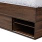 Tristan Queen Size Platform Storage Bed - Modern Walnut Brown Wood with Drawer and Shelves for Organized Bedroom Storage