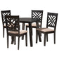 Ellie Dining Set Modern 5-Piece Collection in Beige Fabric and Dark Brown Finished Wood for Chic Dining Rooms