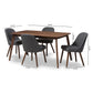 Cody Dining Set Mid-Century Modern Dark Grey Fabric Upholstered Walnut Finished Wood 5-Piece