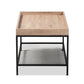 Overton Coffee Table Modern Industrial Design Oak Brown Finished Wood Black Metal Frame