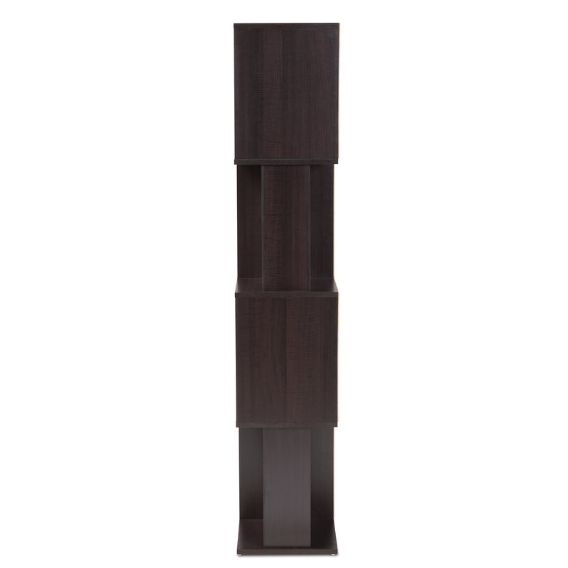 Riva Bookshelf Modern Dark Brown Geometric Wood Design for Stylish Home Storage and Display