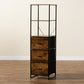 Hakan Modern Industrial 3-Drawer Storage Cabinet in Walnut Brown Wood and Black Metal for Stylish Organization