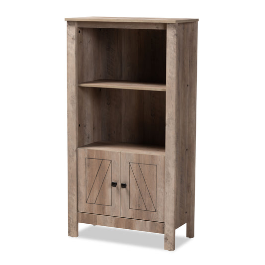 Derek 3-Tier Bookcase in Rustic Oak Finish - Stylish Wooden Storage for Home or Office