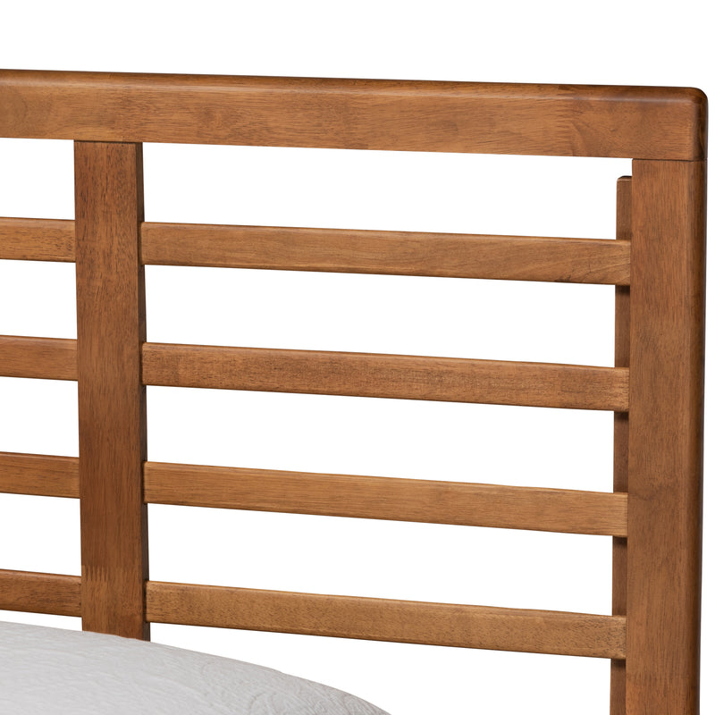 Eris Twin Size Platform Bed in Mid-Century Modern Walnut Brown Wood with Sleek Design and Sturdy Construction