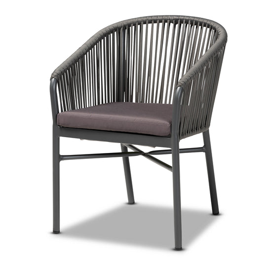 Marcus Outdoor Dining Chair - Modern Contemporary Design with Grey Rope and Metal for Stylish Patio Seating