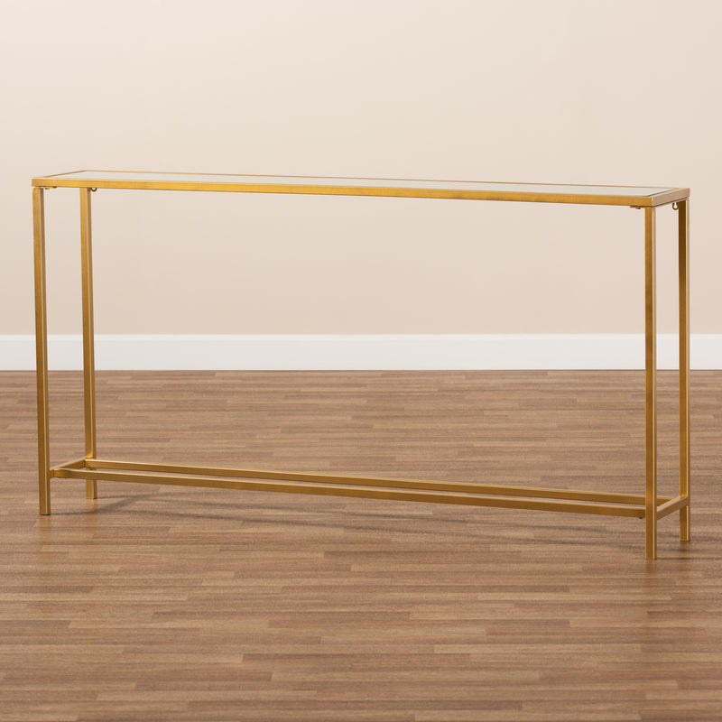 Alessa Console Table - Modern Glam Design with Gold Metal and Mirrored Glass Accents for Elegant Home Decor