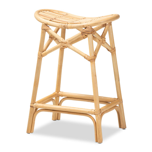 Elgon Rattan Counter Stool in Modern Bohemian Natural Brown for Stylish Home Decor