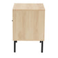 Caterina End Table - Mid-Century Modern Design with Natural Brown Wood and Rattan, 1-Door Storage for Living Room or Bedroom