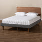 Ayla Platform Bed - Mid-Century Modern Dark Grey Fabric Upholstered Walnut Brown Finished Wood