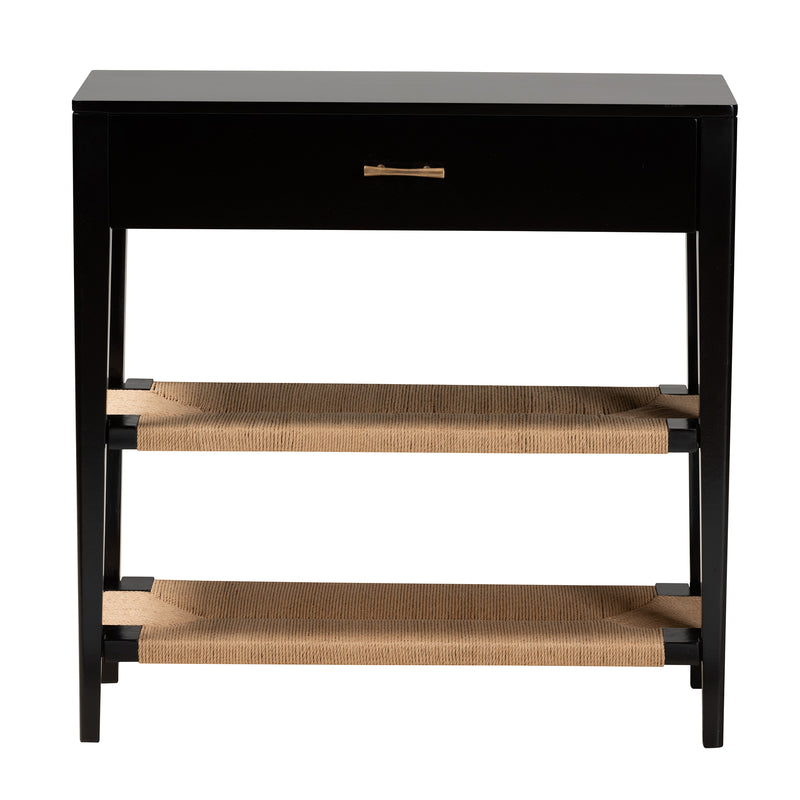 Freya Console Table Modern Bohemian Design Black Finished Bayur Wood with 1 Drawer for Stylish Storage