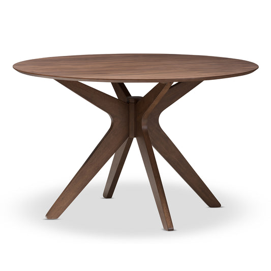 Monte Round Dining Table Mid-Century Modern Walnut Wood 47-Inch for Stylish Dining Spaces