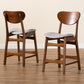 Katya Counter Stool Set Mid-Century Modern Grey Fabric Upholstered Walnut Brown Finished Wood 2-Piece