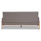 Perris Mid-Century Modern Sofa Light Grey Fabric Upholstered with Walnut Finished Frame Stylish Comfortable Living Room Furniture