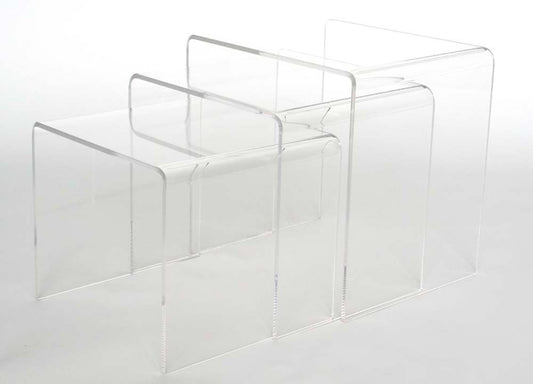 Acrylic Nesting Table Set 3-Piece Display Stands for Living Room Bedroom or Office Decor