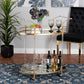 Nakano Wine Cart - Glam 2-Tier Gold Metal and Mirrored Glass Serving Cart