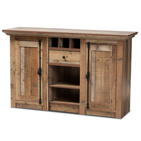 Albert Rustic Finished Wood Sideboard Buffet Modern Contemporary 2-Door Dining Room Storage Cabinet