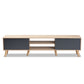 Clapton TV Stand Modern and Contemporary Two-Tone Grey and Oak Brown Finished Wood