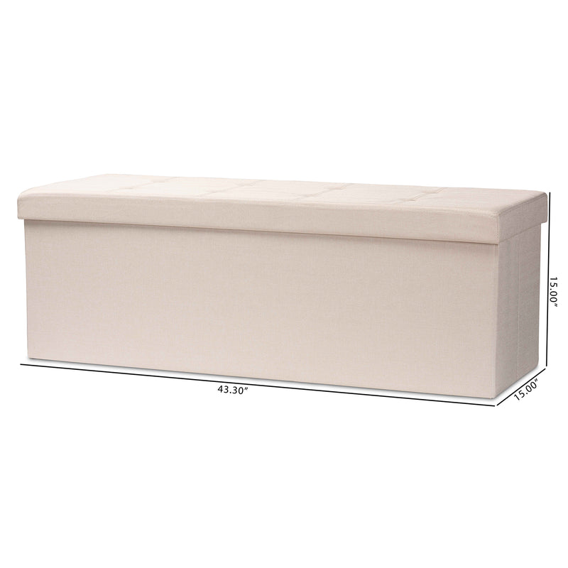 Haide Ottoman Modern and Contemporary Beige Fabric Upholstered Storage