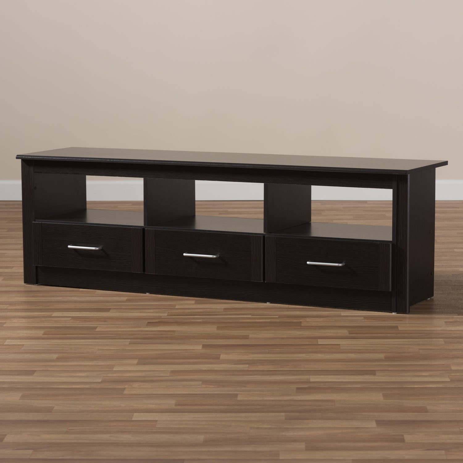 Ryleigh TV Stand Modern Wenge Brown Finished Entertainment Center with Storage for Living Room