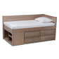 Levon Twin Size Storage Bed - Modern Design with Antique Oak Finish and 4 Drawers for Enhanced Organization