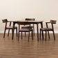 Berenice 5-Piece Dining Set in Mid-Century Modern Style with Warm Grey Fabric and Dark Brown Wood Finish