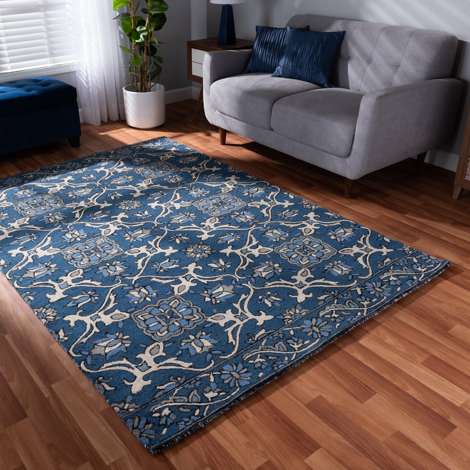 Panacea Area Rug - Modern Blue Hand-Tufted Wool Design for Chic Home Decor