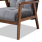 Asta Armchair Mid-Century Modern Grey Velvet Fabric Upholstered Walnut Finished Wood