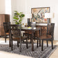 Luisa Dining Set Modern and Contemporary Transitional Dark Brown Finished Wood 5-Piece