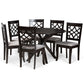 Elena Dining Set Modern 7-Piece Grey Fabric Upholstered with Dark Brown Finished Wood