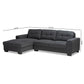 Langley Sectional Sofa Modern and Contemporary Dark Grey Fabric Upholstered with Left Facing Chaise