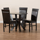 Nada Modern Dining Set 5-Piece Dark Brown Faux Leather Upholstered and Finished Wood Furniture for Stylish Dining Rooms