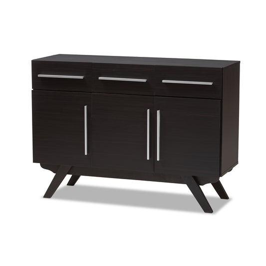 Ashfield Sideboard Mid-Century Modern Espresso Brown Wood 3-Drawer Storage Cabinet for Living or Dining Room