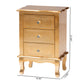 Newton End Table Classic and Traditional Gold Finished Wood 3-Drawer