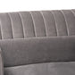 Morton Sectional Sofa Mid-Century Modern Contemporary Grey Velvet Fabric Upholstered Dark Brown Finished Wood with Right Facing Chaise