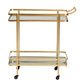 Destin Mobile Wine Bar Cart - Modern Glam Design with Brushed Gold Metal and Mirrored Glass, 2-Tier Storage