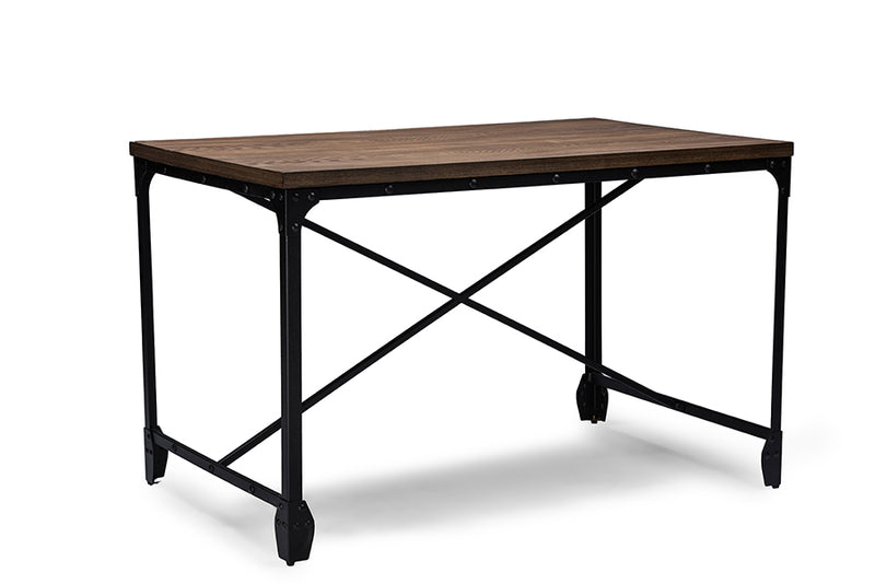 Greyson Vintage Industrial Antique Bronze Wood Desk for Home Office with Rustic Charm and Functionality