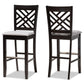 Jason Bar Stool Set Modern Contemporary Grey Fabric Upholstered Espresso Brown Finished Wood 2-Piece