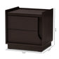 Larsine Modern Nightstand with 2 Drawers in Brown Finish for Bedroom Storage