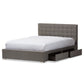 Rene Platform Bed - Modern and Contemporary Grey Fabric 4-Drawer Storage