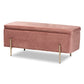 Rockwell Storage Bench Contemporary Glam Luxe Blush Pink Velvet Fabric Upholstered Gold Finished Metal