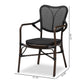 Erling Outdoor Dining Chair Set - Mid-Century Modern Black and Dark Brown Metal, 2-Piece Set for Stylish Patio or Garden Seating