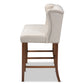 Alira Bar Stool Modern and Contemporary Beige Fabric Upholstered Walnut Finished Wood Button Tufted