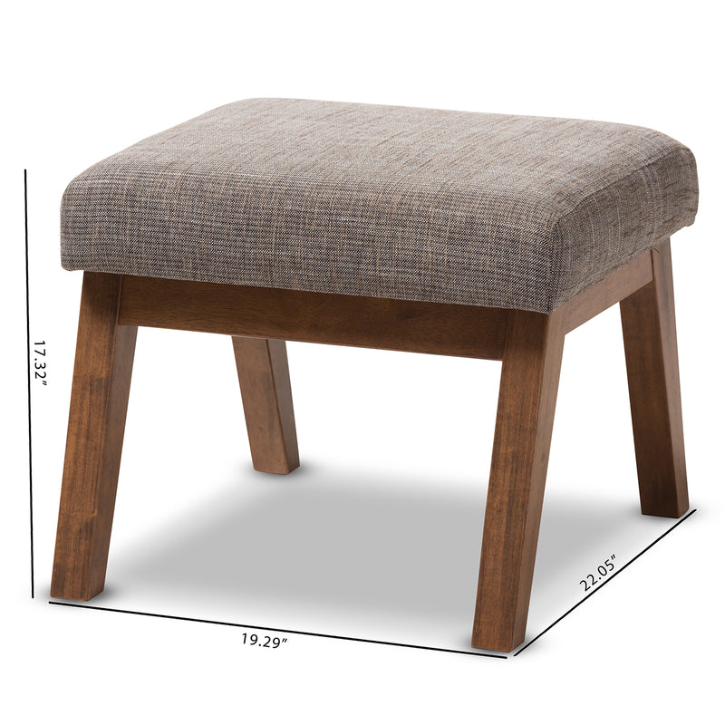 Aberdeen Ottoman Mid-Century Modern Design with Walnut Finish and Gravel Fabric Upholstery for Stylish Home Decor