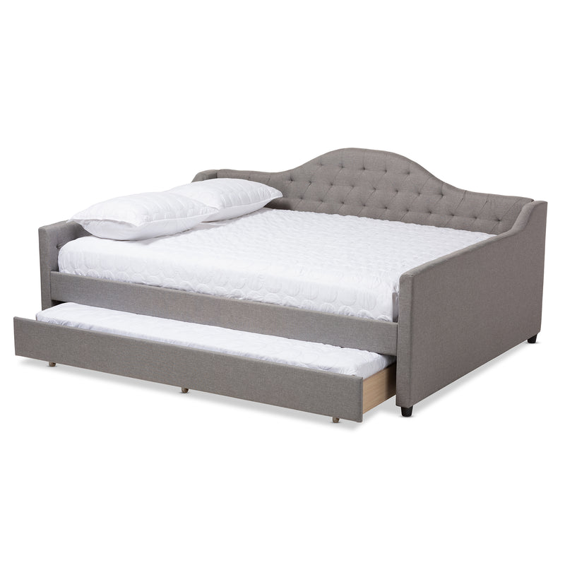 Eliza Daybed - Modern and Contemporary Grey Fabric Upholstered with Trundle