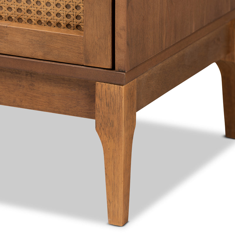 Ramiel Mid-Century Modern Dresser Ash Walnut Finished Wood and Rattan 6-Drawer Storage Solution for Stylish Bedrooms