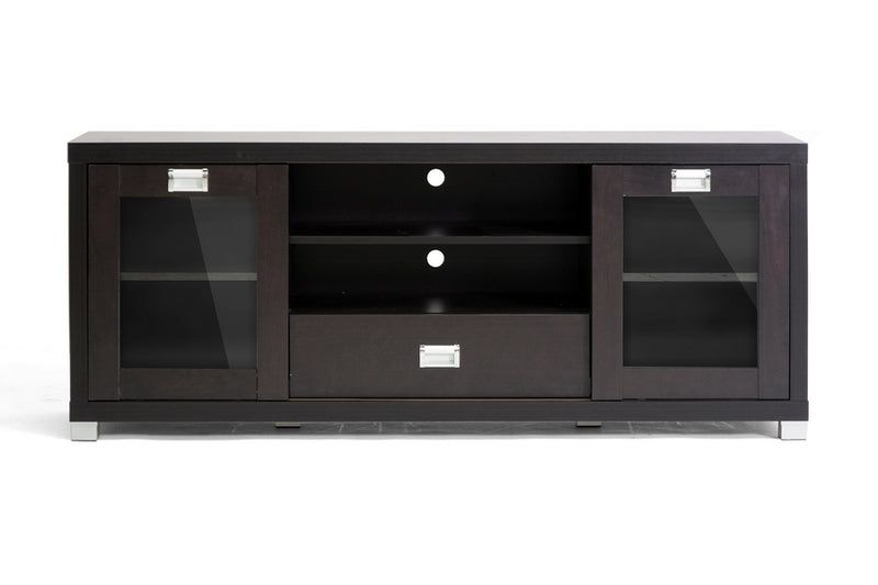 Matlock Modern TV Stand with Glass Doors and Storage Shelves for Living Room Entertainment Center