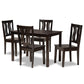 Zamira Dining Set Modern Contemporary Transitional Dark Brown Finished Wood 5-Piece